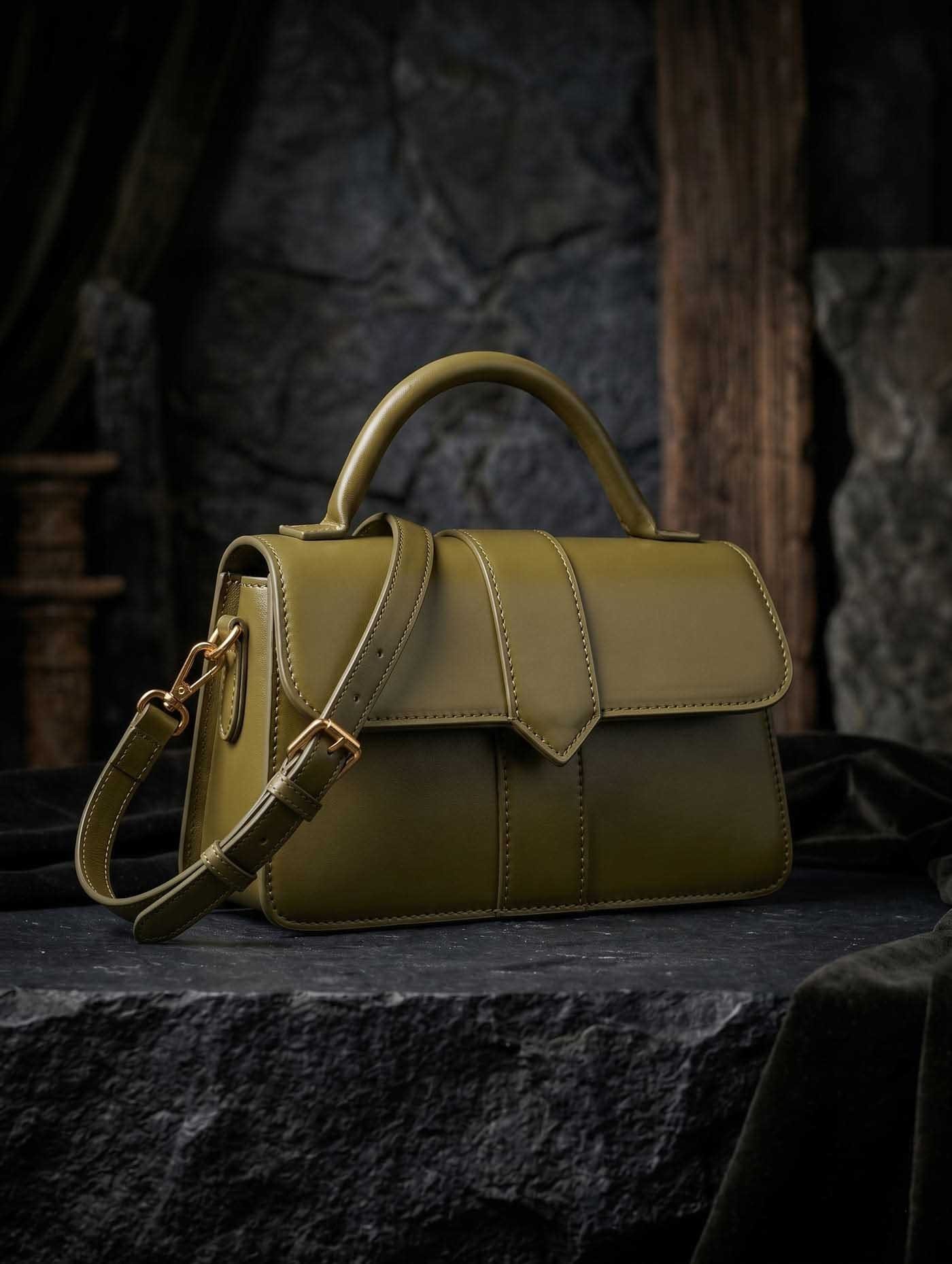 Sac à Main Structuré Olive — PaméSiéné édition limitée